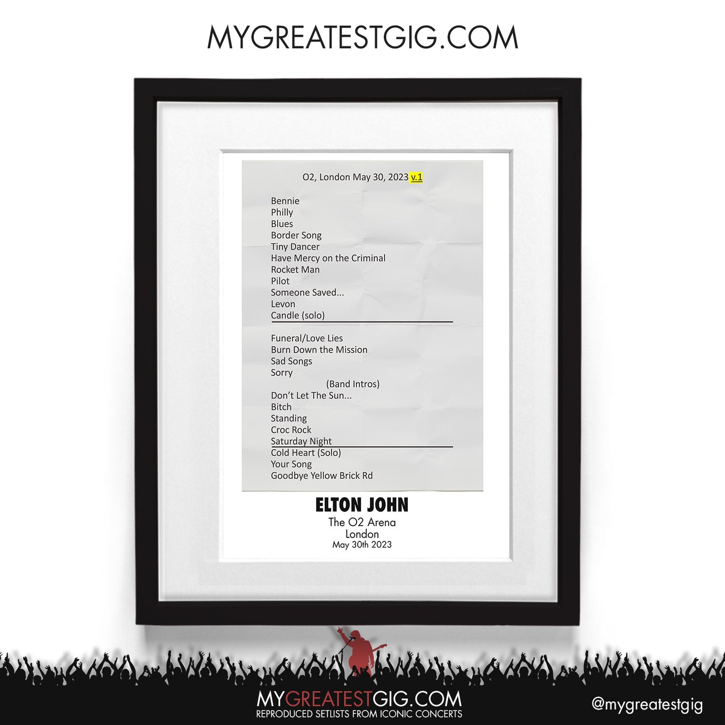 Elton John - London - May 30th 2023 Recreated Setlist Poster