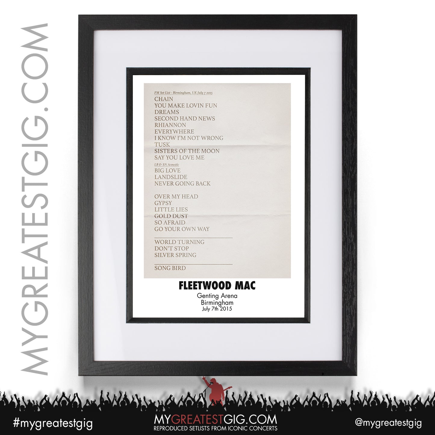 Fleetwood Mac - Birmingham - July 7th 2015 Recreated Setlist Poster