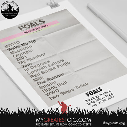 Foals - Reading Festival - August  25th 2023 Recreated Setlist Poster