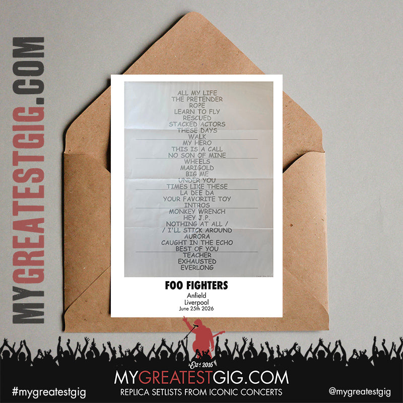 Foo Fighters - Take Cover Tour 2026 -  Replica Setlist Posters