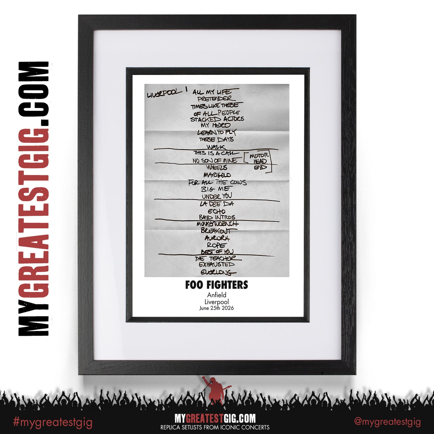 Foo Fighters - Take Cover Tour 2026 -  Replica Setlist Posters
