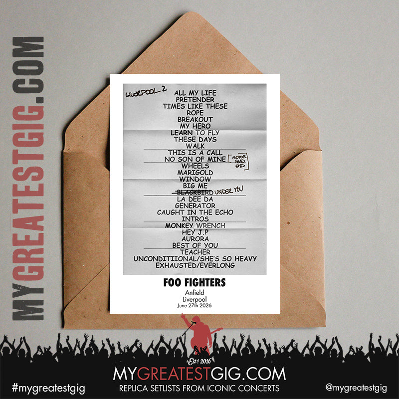 Foo Fighters - Take Cover Tour 2026 -  Replica Setlist Posters