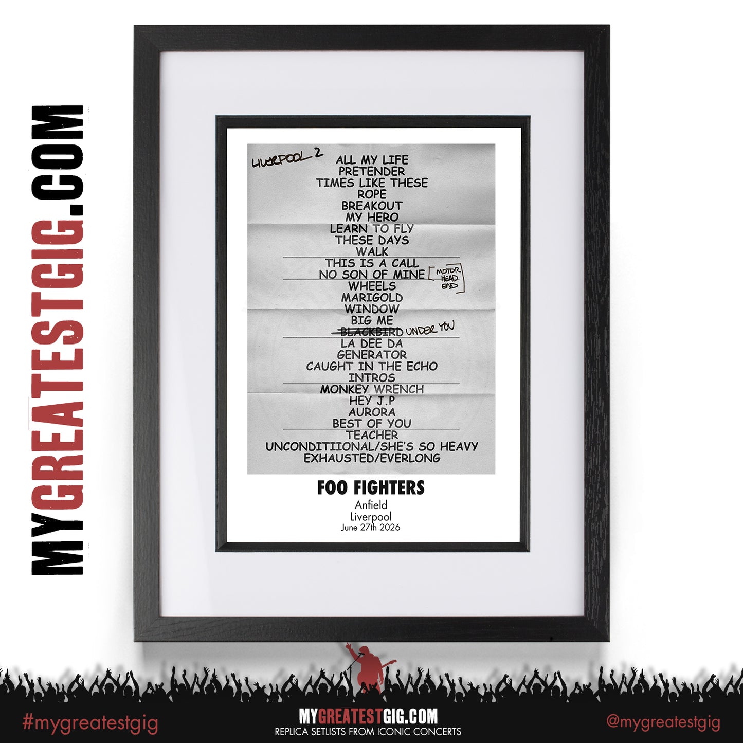 Foo Fighters - Take Cover Tour 2026 -  Replica Setlist Posters