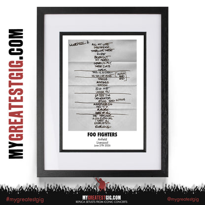 Foo Fighters - Take Cover Tour 2026 -  Replica Setlist Posters