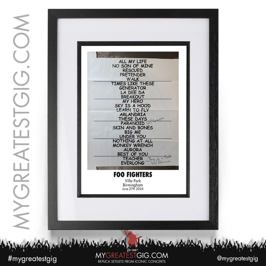 Foo Fighters - Birmingham - June 27th 2024 Replica Setlist Poster