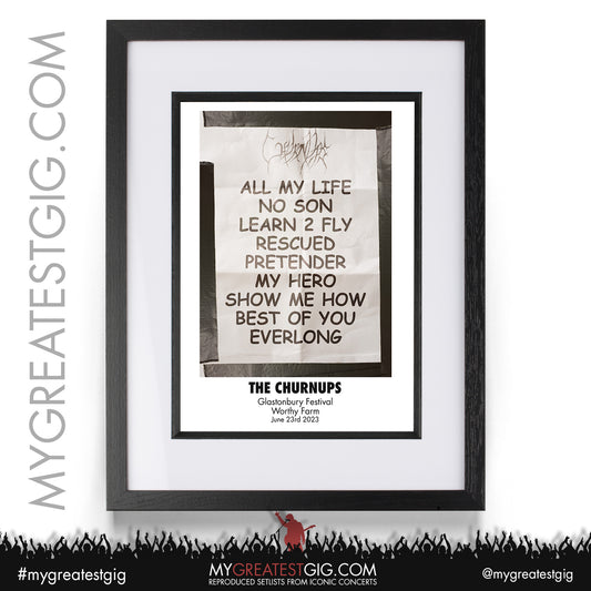 The Churnups - Glastonbury Festival - June 23rd 2023 Recreated Setlist Poster