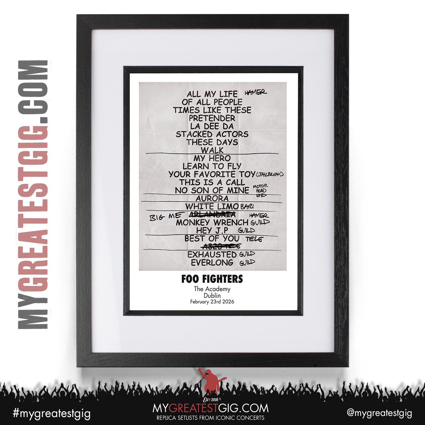 Foo Fighters - Take Cover Tour 2026 -  Replica Setlist Posters