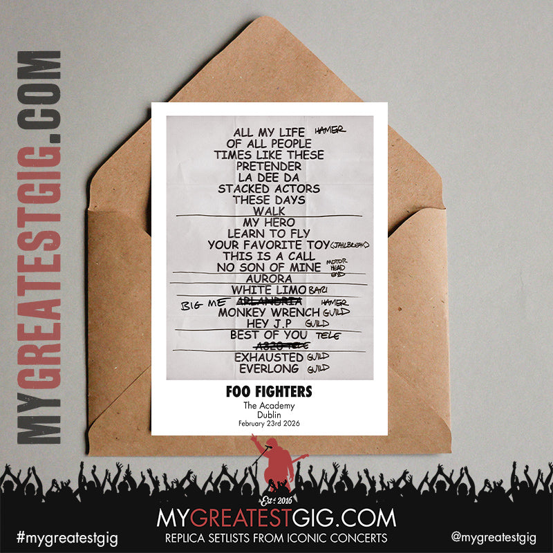 Foo Fighters - Take Cover Tour 2026 -  Replica Setlist Posters
