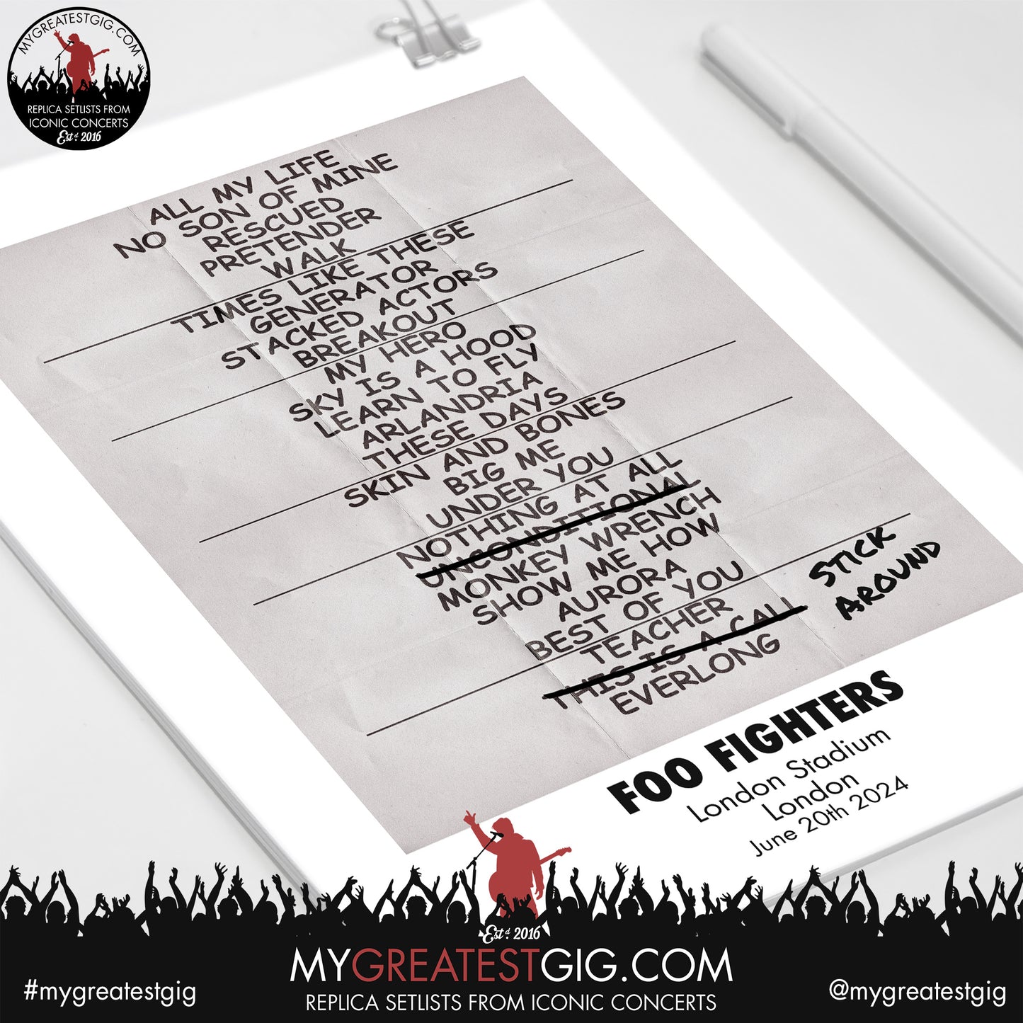 Foo Fighters - London - June 20th/22nd 2024 Replica Setlist Poster
