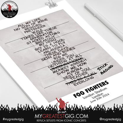 Foo Fighters - London - June 20th/22nd 2024 Replica Setlist Poster