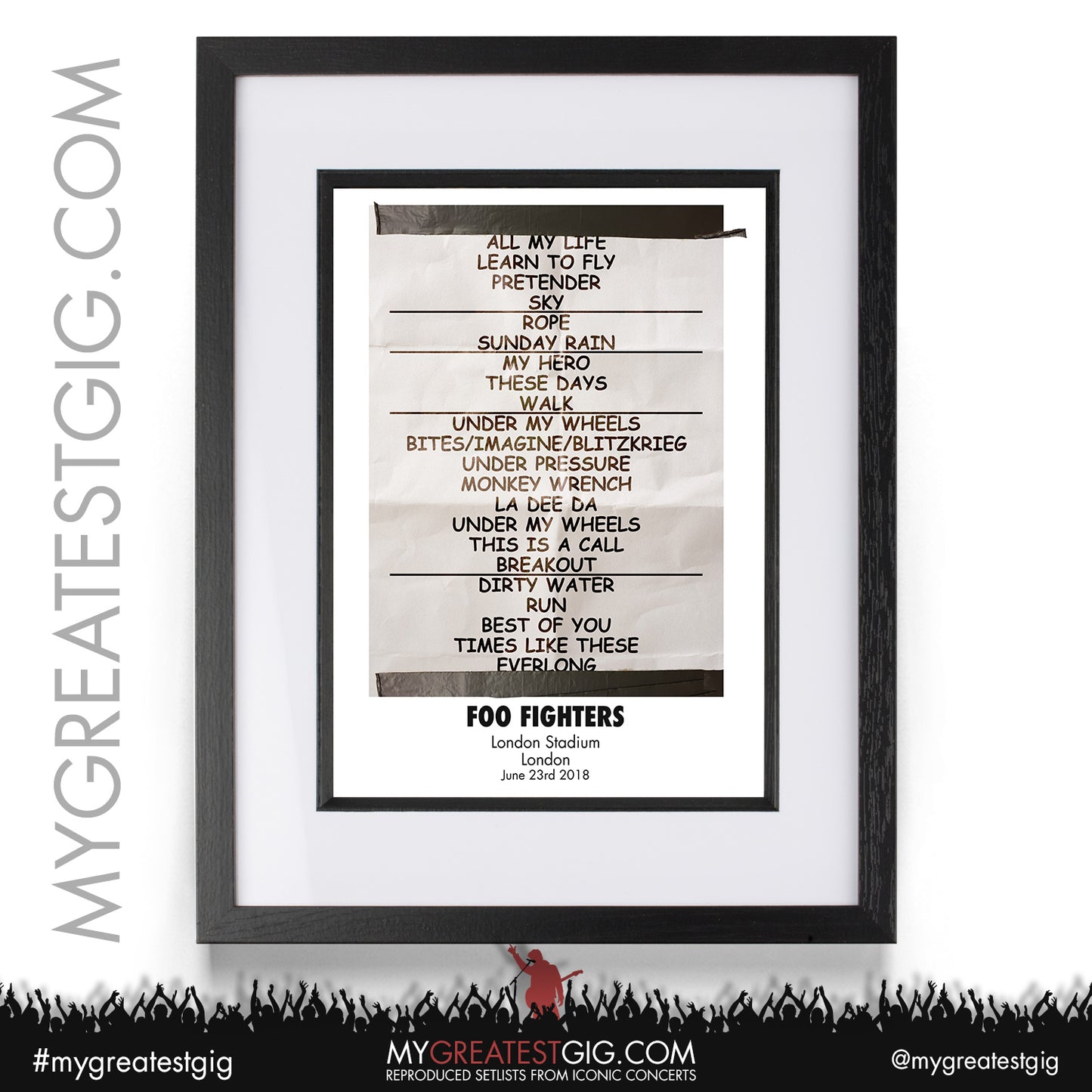 Foo Fighters - London - June 23rd 2018 Recreated Setlist Poster