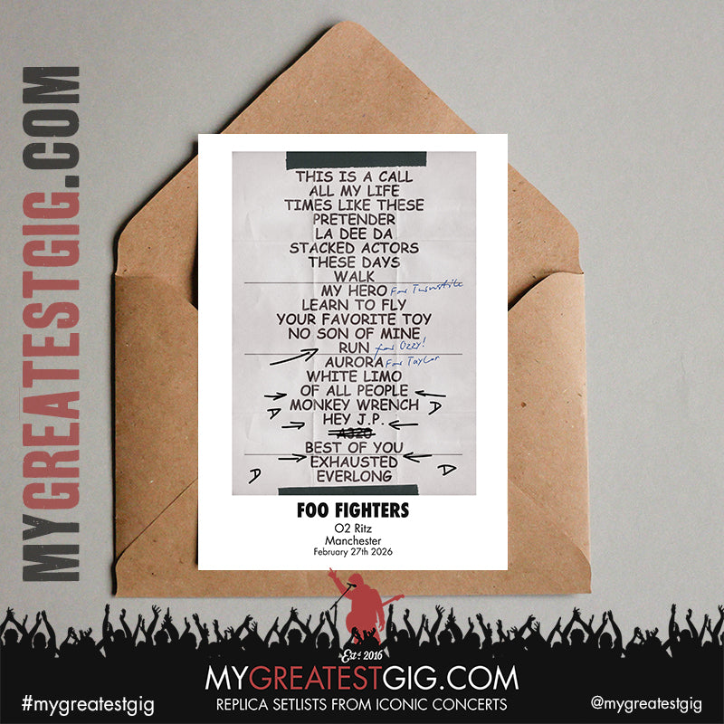Foo Fighters - Take Cover Tour 2026 -  Replica Setlist Posters
