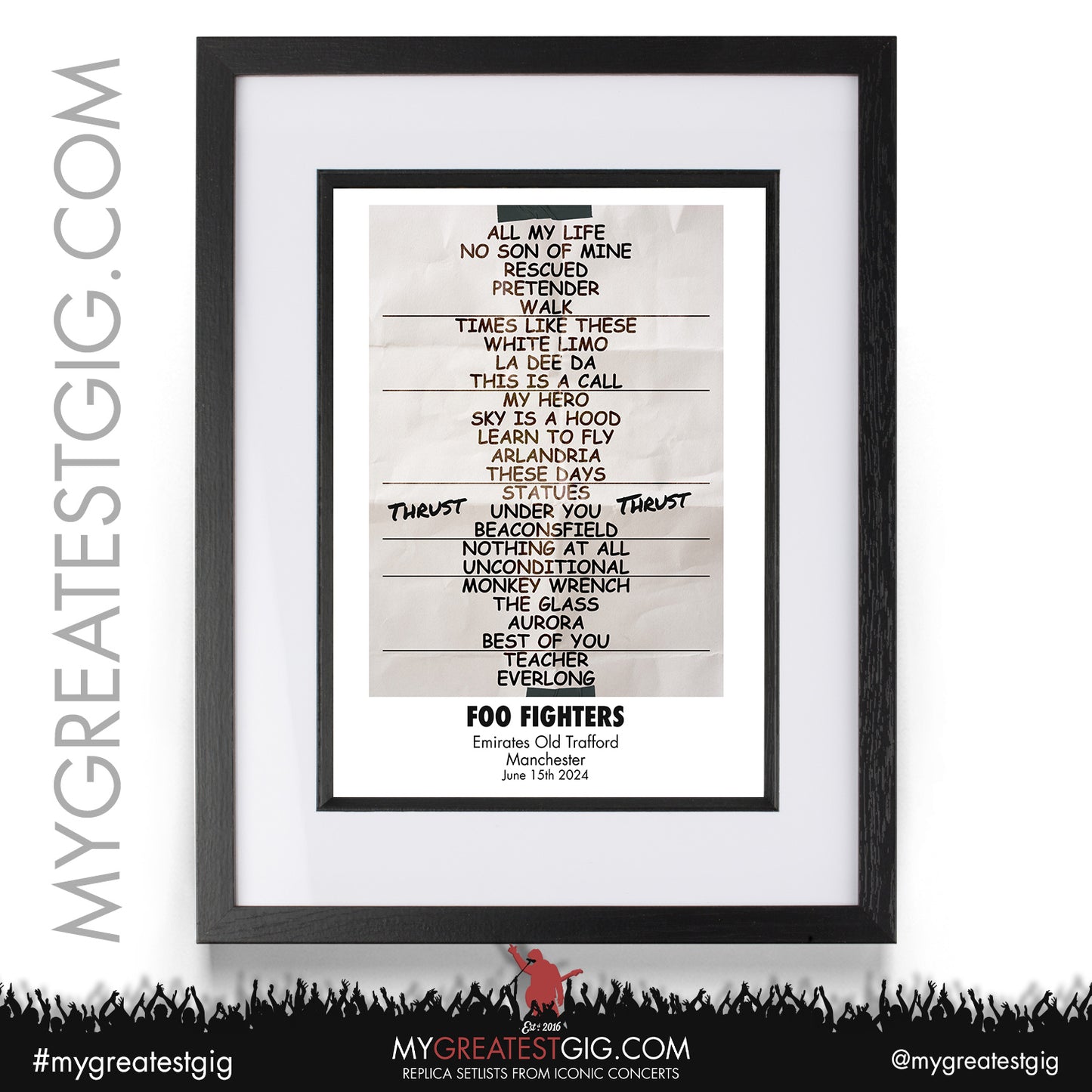 Foo Fighters - Manchester - June 15th 2024 Replica Setlist Poster