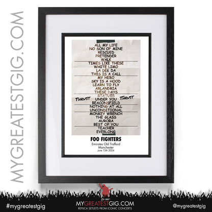 Foo Fighters - Manchester - June 15th 2024 Replica Setlist Poster