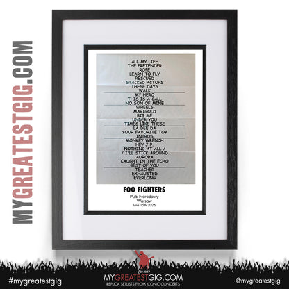 Foo Fighters - Take Cover Tour 2026 -  Replica Setlist Posters