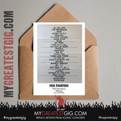 Foo Fighters - Take Cover Tour 2026 -  Replica Setlist Posters