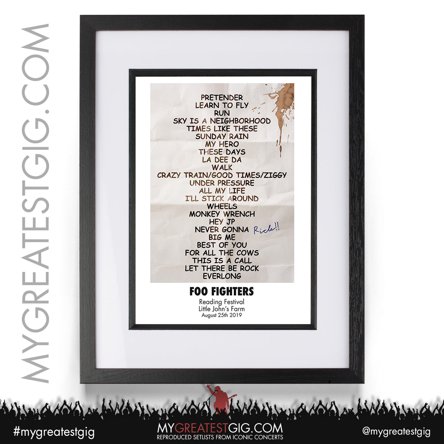 Foo Fighters - Reading Festival - August 25th 2019 Recreated Setlist Poster