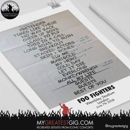 Foo Fighters - London - June 7th 2008 Recreated Setlist Poster