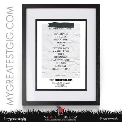 The Futureheads - Liverpool - January 25th 2005 Replica Setlist Poster