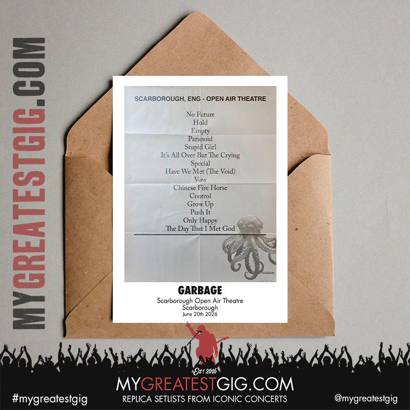 Skunk Anansie & Garbage - Scarborough Open Air Theatre - June 20th 2026 Replica Setlist Poster
