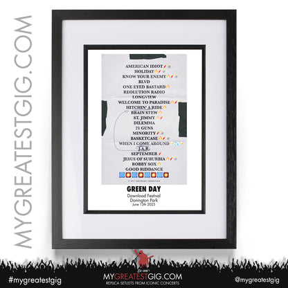 Green Day - The Saviors Tour 2025 -  Replica Setlist Posters