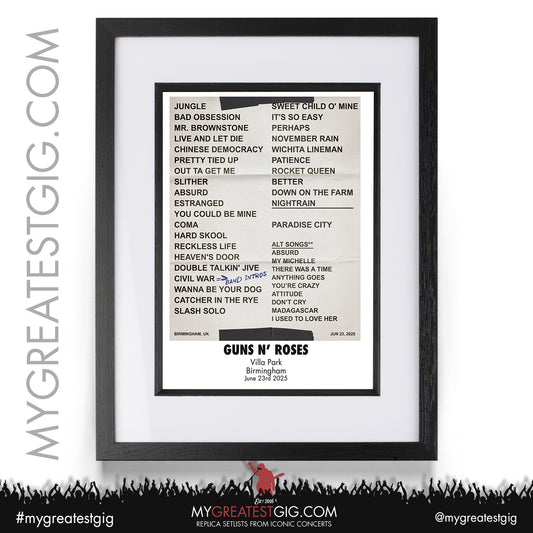 Guns 'N' Roses - Because What You Want... Tour 2025 - Replica Setlist Posters
