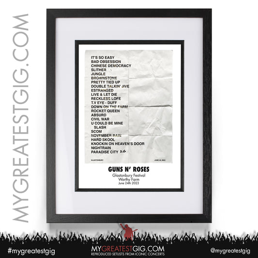 Guns N Roses - Glastonbury Festival - June 24th 2023 Recreated Setlist Poster