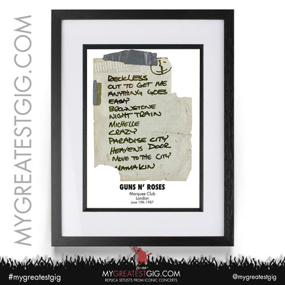 Guns 'N' Roses - Appetite For Destruction Tour 1987/1988 - Replica Setlist Posters