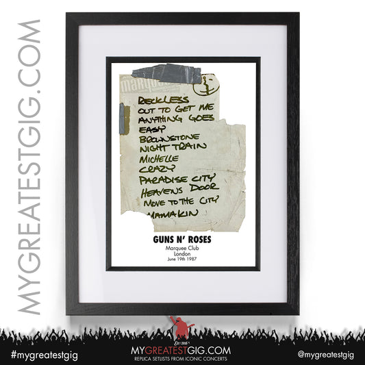 Guns 'N' Roses - Appetite For Destruction Tour 1987/1988 - Replica Setlist Posters
