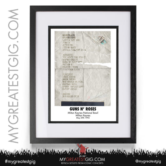 Guns N' Roses - Milton Keynes - May 29th 1993 Recreated Set List Poster