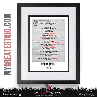Harry Styles - Together, Together 2026 Tour - Replica Setlist Posters
