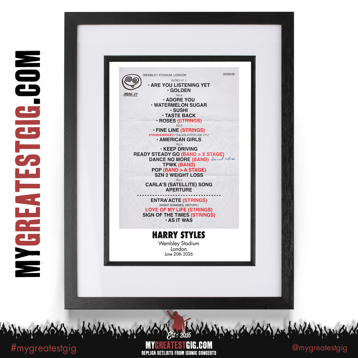 Harry Styles - Together, Together 2026 Tour - Replica Setlist Posters