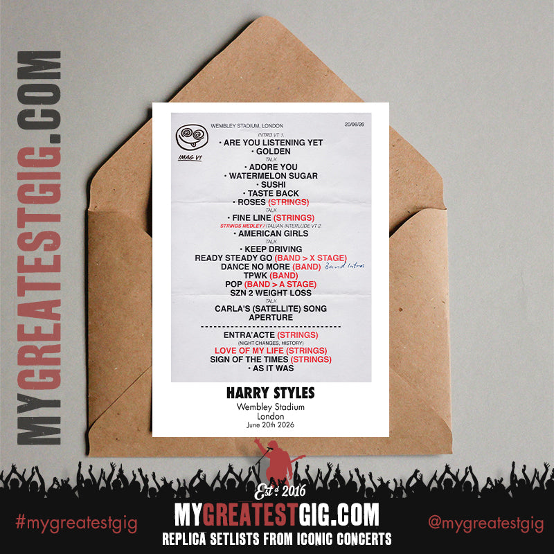 Harry Styles - Together, Together 2026 Tour - Replica Setlist Posters