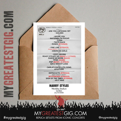 Harry Styles - Together, Together 2026 Tour - Replica Setlist Posters