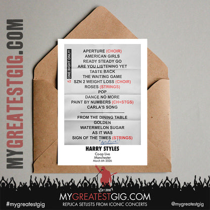 Harry Styles - Together, Together 2026 Tour - Replica Setlist Posters