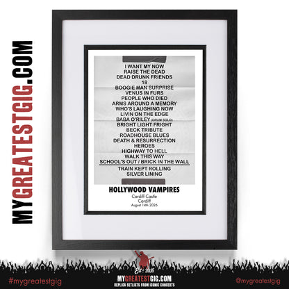 Hollywood Vampires - UK Tour 2026 Replica Setlist Posters