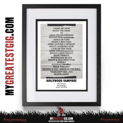 Hollywood Vampires - UK Tour 2026 Replica Setlist Posters