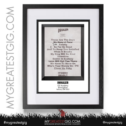 Inhaler - Birmingham -February 24th 2023 Recreated Setlist Poster