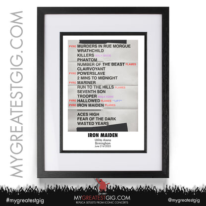 Iron Maiden - Run For Your Lives Tour 2025 -  Replica Setlist Posters