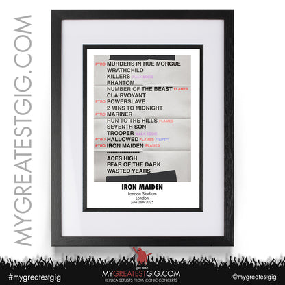 Iron Maiden - Run For Your Lives Tour 2025 -  Replica Setlist Posters
