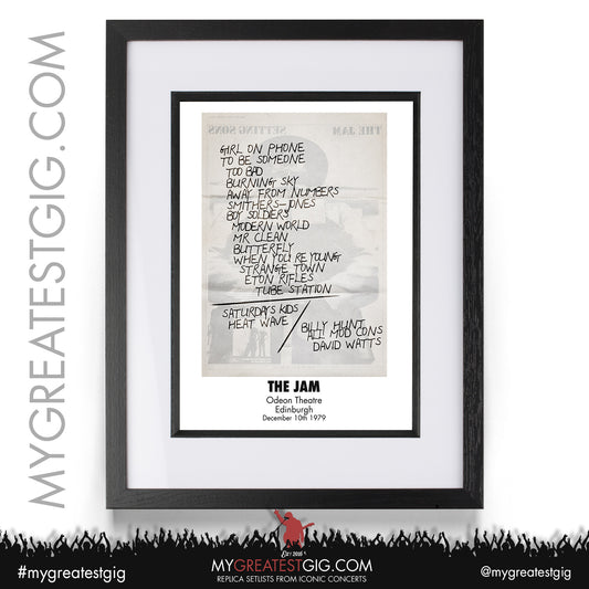 The Jam - Edinburgh - December 10th 1979 Replica Setlist Poster