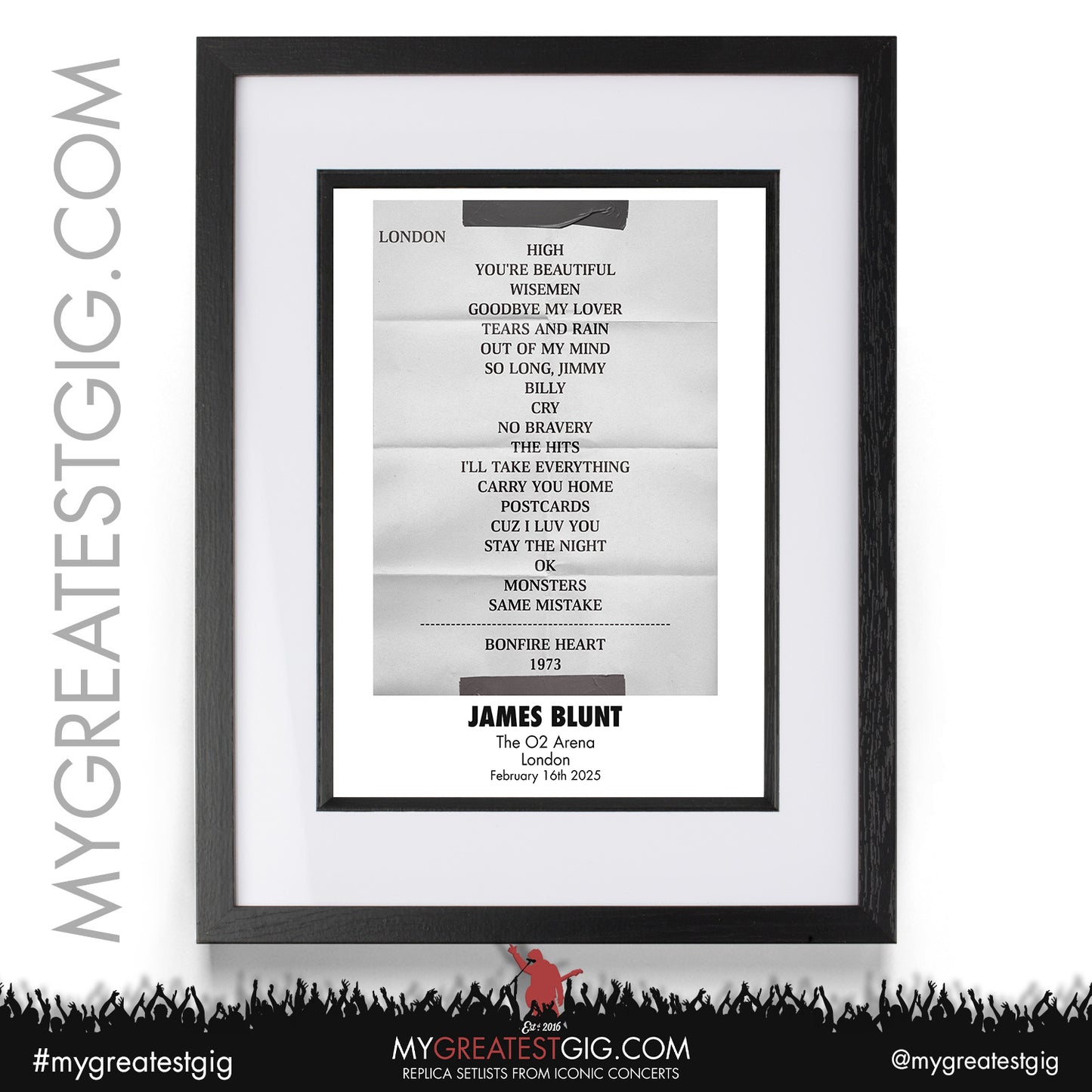 James Blunt - Back to Bedlam 20th Anniversary Tour 2025 - Replica Setlist Poster