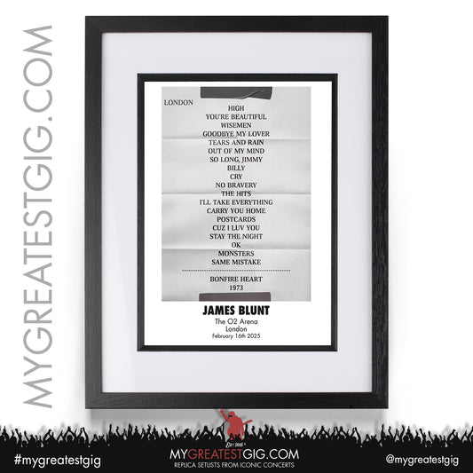 James Blunt - Back to Bedlam 20th Anniversary Tour 2025 - Replica Setlist Poster