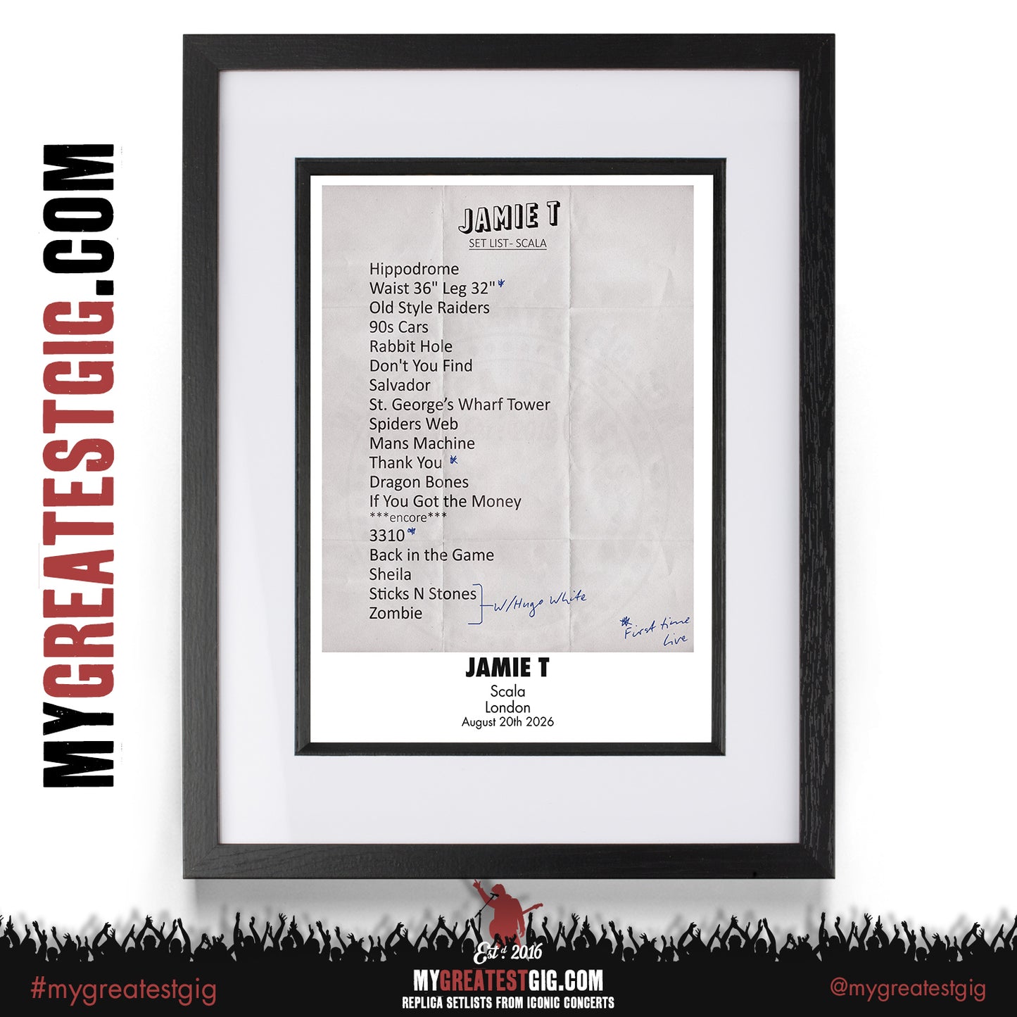 Jamie T - Ghost Uk Tour 2026 - Replica Setlist Posters