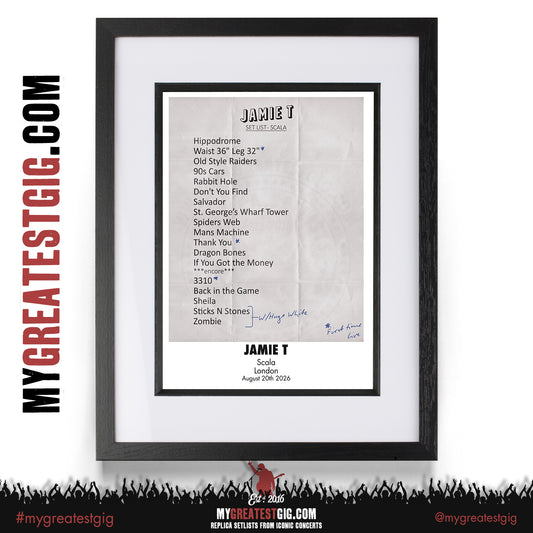 Jamie T - Ghost Uk Tour 2026 - Replica Setlist Posters