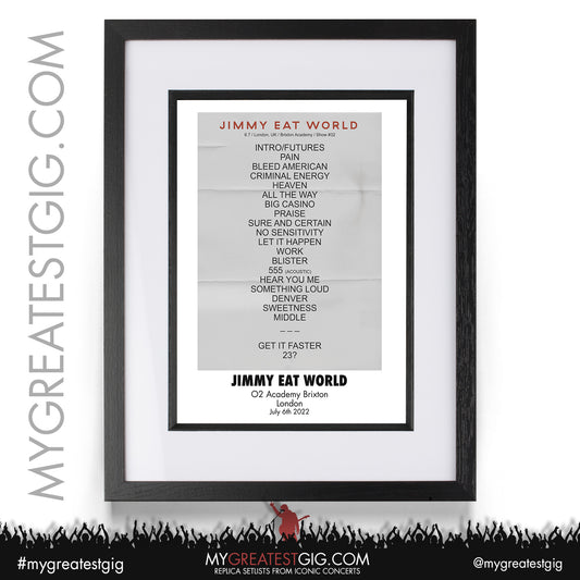 Jimmy Eat World - London - July 6th 2022 Replica Setlist Poster