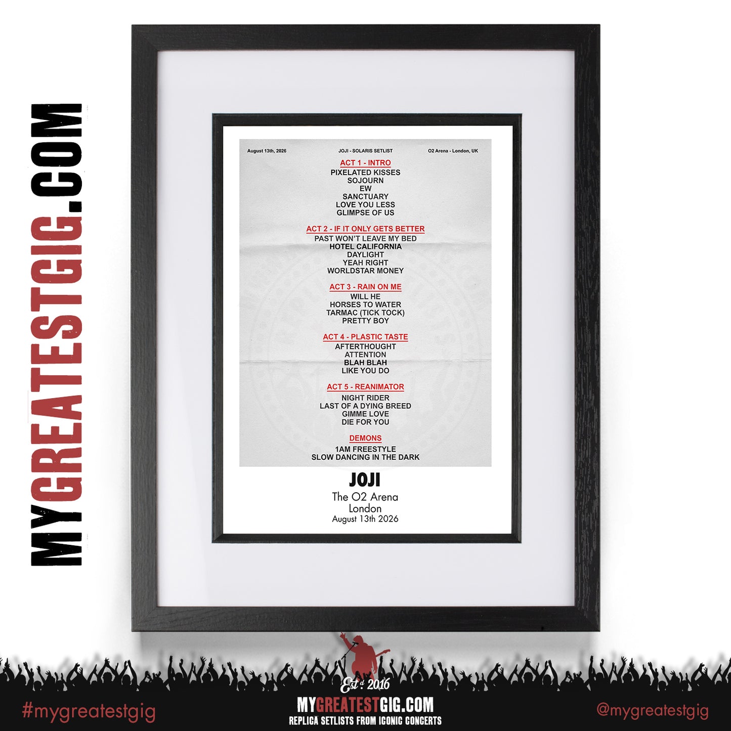 Joji -Solaris Tour 2026 - Replica Setlist Posters