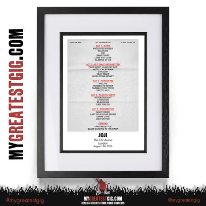 Joji -Solaris Tour 2026 - Replica Setlist Posters