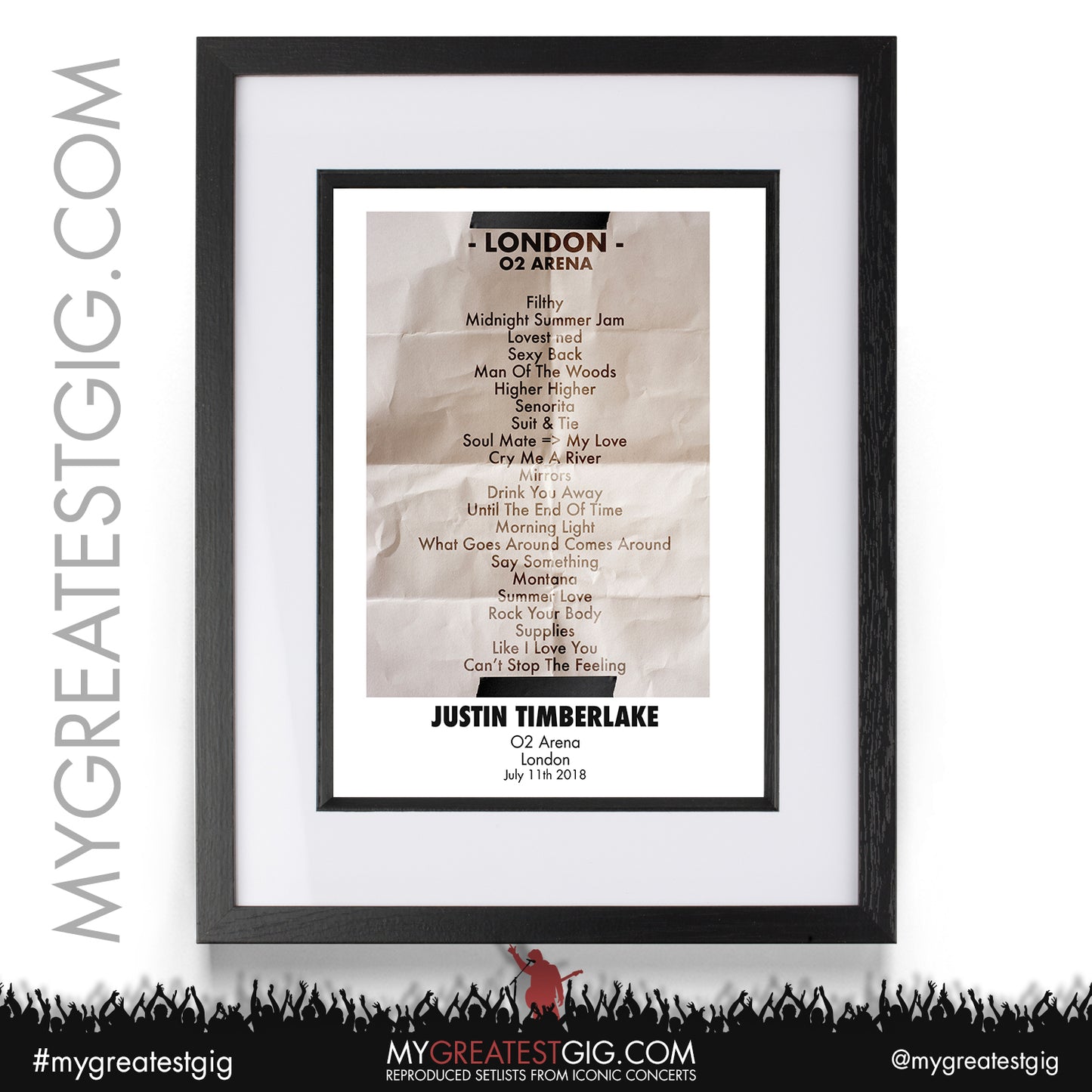 Justin Timberlake - London - July 11th 2018 Recreated Setlist Poster