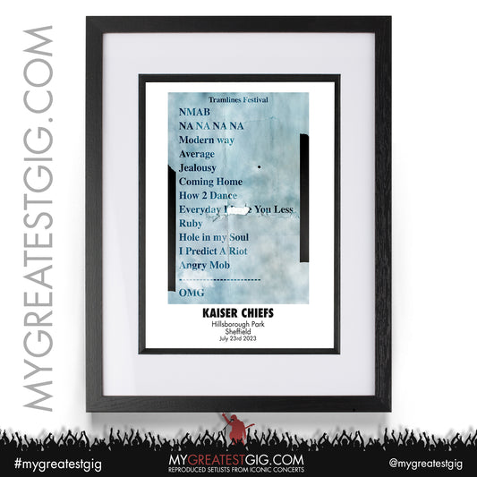 Kaiser Chiefs - Sheffield - July 23rd 2023 Recreated Setlist Poster